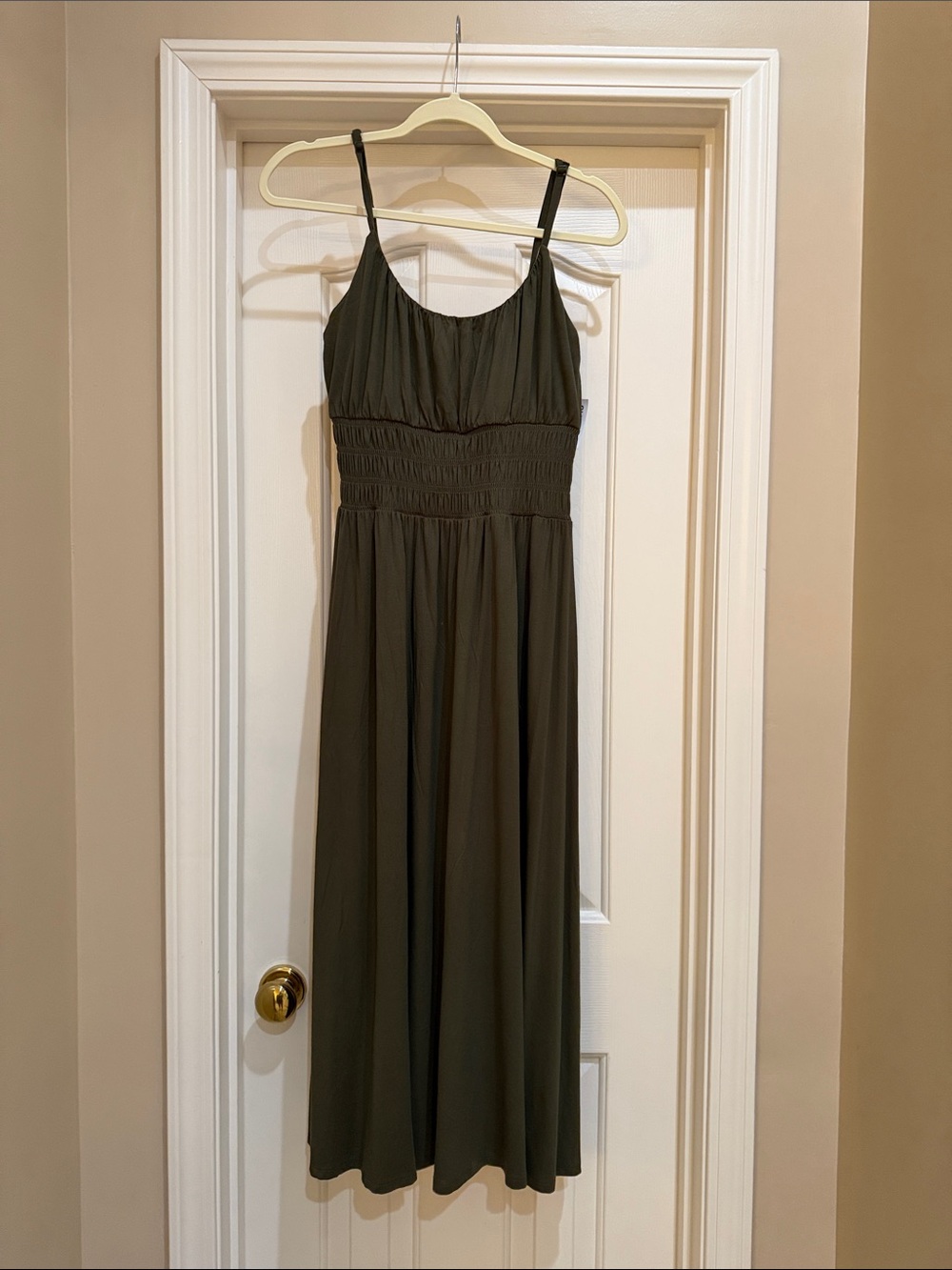 NWT- Old Navy Olive Green Maxi Dress with Smocked Waist